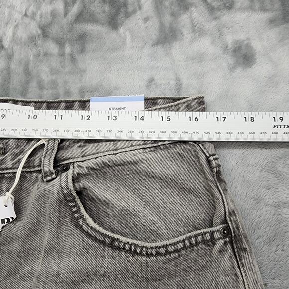 NEW Pull & Bear Jeans Womens 10 Gray High Rise Straight Leg Raw Hem Stretch - Picture 12 of 16